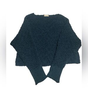 Altar'd State Textured Dolman Knit V-Neck Sweater Long Sleeve Blue